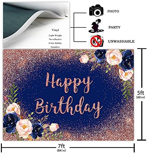 Avezano Rose Gold and Navy Birthday Birthday Bordard para meninas Mulheres Feliz Aniversário Faculdade de Faculdade de Faculdade