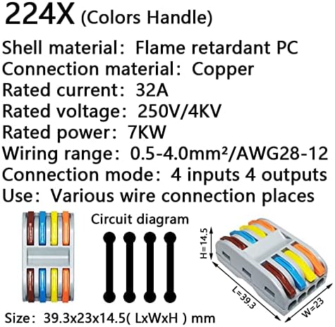 Conector de fio Shubiao 222X 212 Fiação compacta universal Iluminação de conexão Push-in condutora Terminal Block Mini Conector de cabo rápido, pacote: 25 PCs)