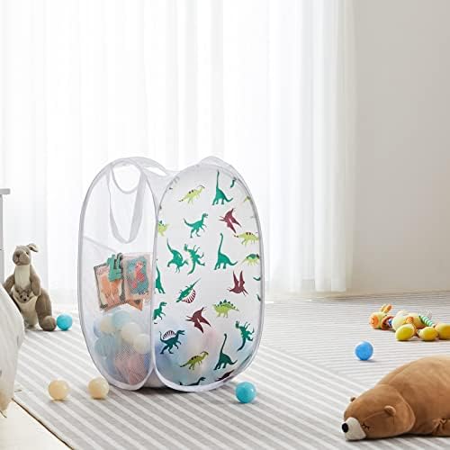 Mesh Pop up Laundry Turgo com alças duráveis ​​- cestas de roupas dobráveis ​​portáteis para dormitório, banheiro e viagem
