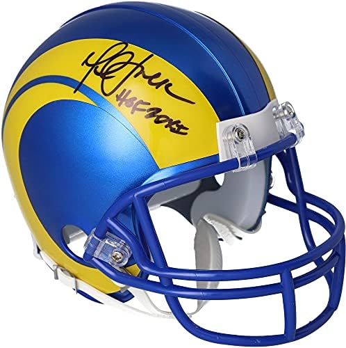 Marshall Faulk Los Angeles Rams autografou Riddell vsr4 Mini capacete com inscrição HOF 20X1 - Mini capacetes da NFL autografados