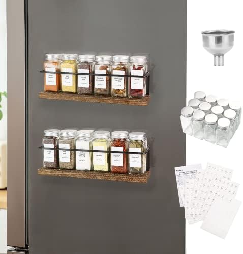 Kithero 4 Pacote forte Organizador de rack de especiarias magnéticas para geladeira e forno de microondas, prateleira de geladeira