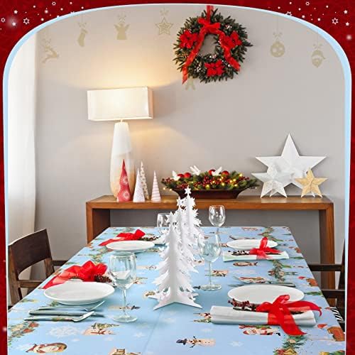 59 x 118 polegadas Talha de mesa de Natal Plástico plástico grande retangular mesa descartável tampa de mesa de mesa vintage à prova d'água para decorações de festas de Natal