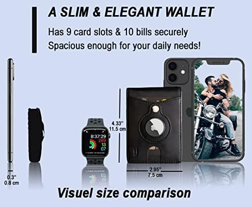 Carteira Airtag - As carteiras masculinas são uma carteira de RFID masculina com clipe de dinheiro, compatível com a carteira de tags de ar Apple, feita de fibra de carbono