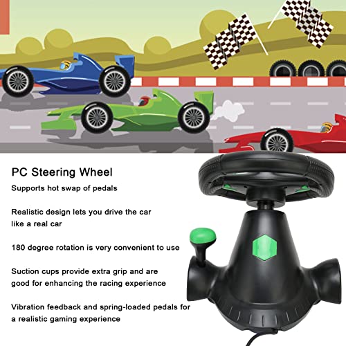 Roda de corrida para PC, volante universal de corrida de carro USB de 180 graus com pedais para Xbox 360, para PS3, para
