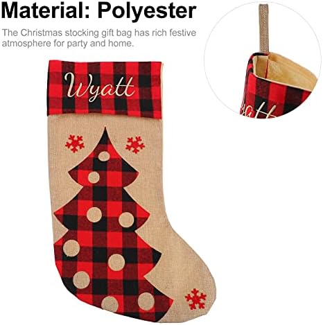 Stuffer de estocagem de nuobester Trata meias de Natal Princhas de Natal Árvore de Natal Vermelho Black Plaid Christmas Solping Saco