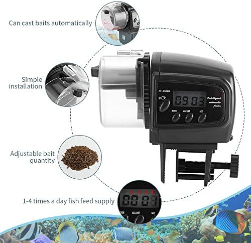 YoSoo Automático alimentador de tartaruga alimentador de tartaruga para aquário tanque de peixes férias de fim de semana de peixe dispensador de alimentos com timer digital automático para pellets aquários tanques de peixes aquários