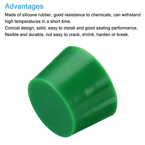 Meccanixity Silicone Rubber cônico Plugue de 33,4 mm a 41mm verde sólido para revestimento em pó, pintura, anodização, revestimento, jateamento de areia, uso de laboratório 1 peças