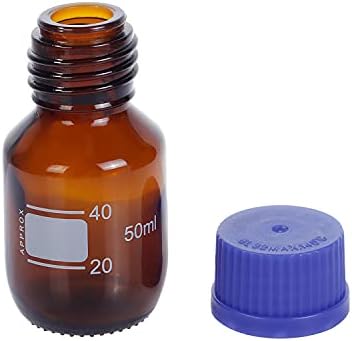 Pastein 10 peças vidro âmbar 50 ml graduado em reagente reagente de laboratório/garrafa de armazenamento com tampa de parafuso