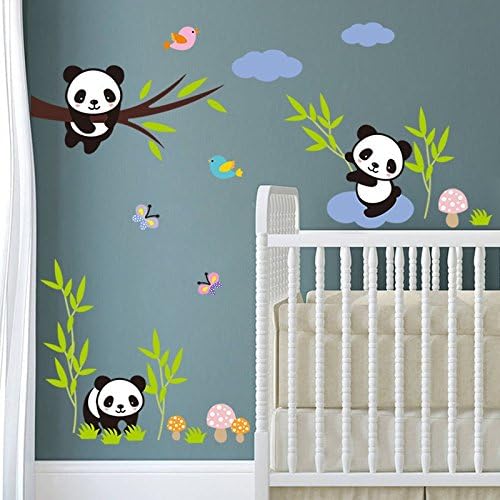 Florestas bitáticas Birds Butterfly Panda Family Wall Decor Kids Baby Bursery Bedroom Adesivos murais Decalques murais