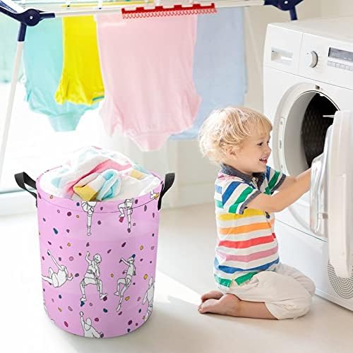 Escalar o padrão rosa lavanderia cesto de tração de tração de armazenamento cesta de lavanderia grande cesta de organizador de brinquedos