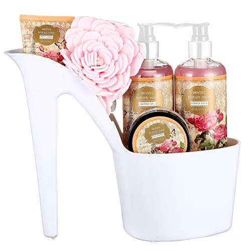 Conjunto de presentes do spa de sapato de calcanhar draizee - lavanda, rosa e coco Banho perfumado cesto de presente essencial
