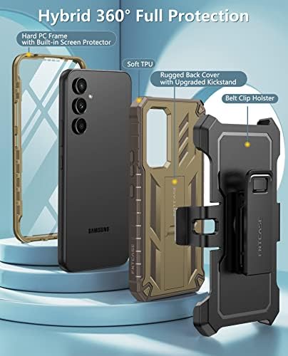 Fntcase for Samsung Galaxy A54 5G Caso: Cobertura de proteção contra queda de grau militar com kickstand e clipe de cinto texturizada texturizada em choque robusta TPU Caixa de telefone de proteção para Galaxy A54 2023