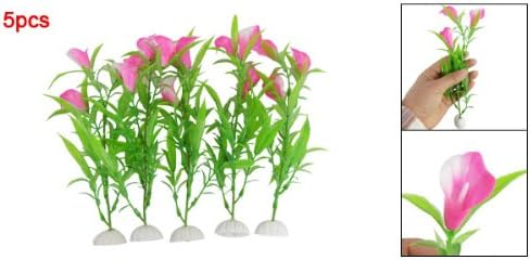 Jardin Calla Lily Plantas de plástico aquário de 5 peças com base de cerâmica, rosa/rosa/branco