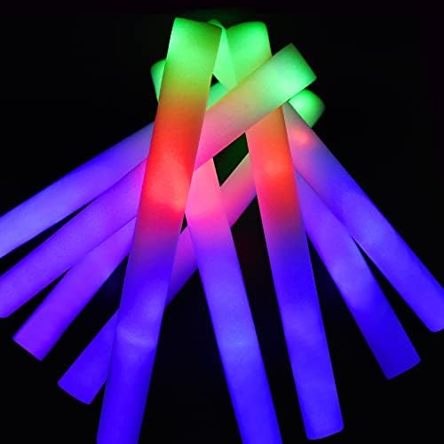 Taotuo Glow Sticks a granel, 20 PCs LED LIGHT UP FOAM Sticks 3 Modos Modos Mudanças de Cor, Gllow Party Supplies para aniversário