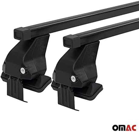 OMAC Smooth Rack Rack Cross Barra para Toyota Prius 2010 a 2015, capacidade de carga de 100 libras, trava anti-roubo,