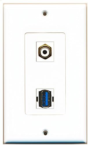 Riteav - 1 porta rca branca 1 porta USB 3 a -a uma placa de parede decorativa - suporte incluído