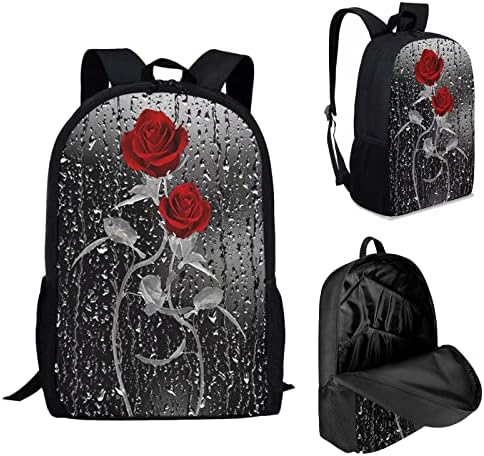 Wellflyhom Goth Rose Backpack Purse Saco de 16 polegadas para escolar
