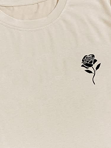 Gorglitter Men's Rose Print Manga curta Camiseta do pescoço redonda e shorts de trilhas da cintura com bolsos com bolsos