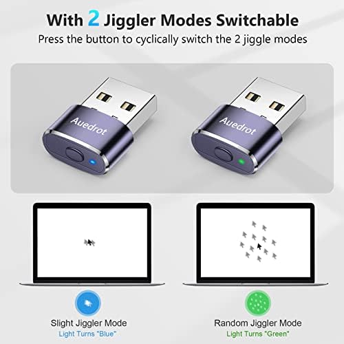 Mouse Jiggler Undetectable Metal USB Mouse Mover com botão de interruptor, Mini Mouse Shaker automático com 2 modos de tripulação, simulador de mouse, sem driver, plug & play, mantenha o computador/laptop Awake, roxo