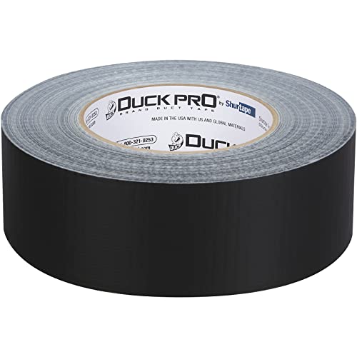 Grade do contratante do Shurtape Duck Pro, fita adesiva de pano colorido para codificação de cores industrial, vedação, costura e splicing, 48 mm x 60yd, 9,0 mil, preto, 1 rolo