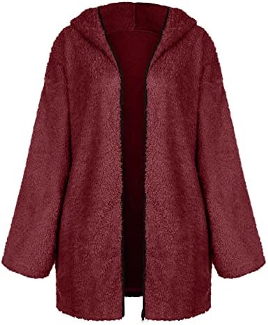 Casaco Sherpa grande feminino Sherpa lã Fuzzy Teddy Casat Open Front Cardigan Cardigan solto bolso casual desgrenhado