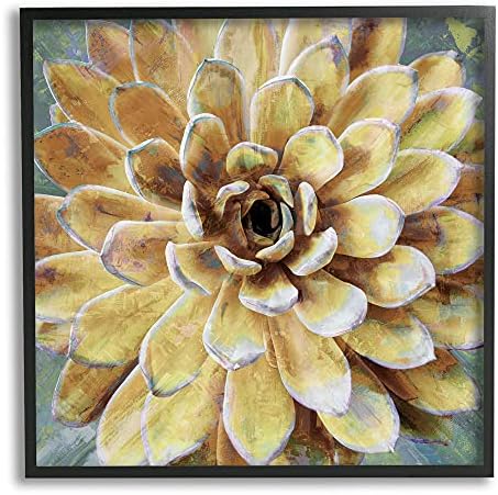 Stuell Industries Indústrias Amarelas Botânica Suculenta Bloom Pintura, Design de Lindsay Benson Black Framed Wall Art, 24 x 24
