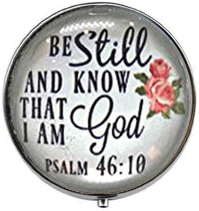 Fique quieto e saiba que sou Deus Salmo 46:10 - Cristã - Art Photo Pill Box - Charm Pill Box - Glass Candy Box
