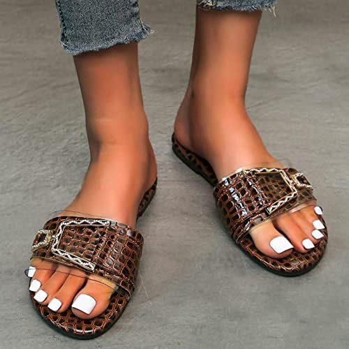 Moda sólida Flipers de cor grande de cor grande texturiza sandálias de metal feminino sandálias planas abertas para mulheres sandálias