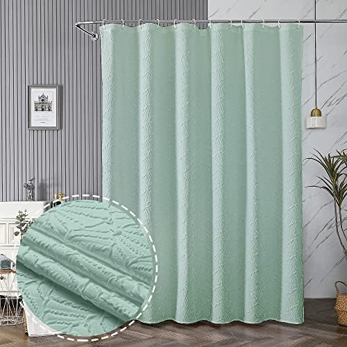 Cortina de chuveiro verde ovzme para conjuntos de banheiros, cortina de chuveiro de waffle costeira em 3D como lavável decorativo, inclui