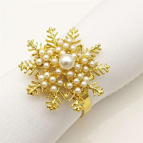 Zhuhw 6pcs Gold Pearl Flower Napkin Reling