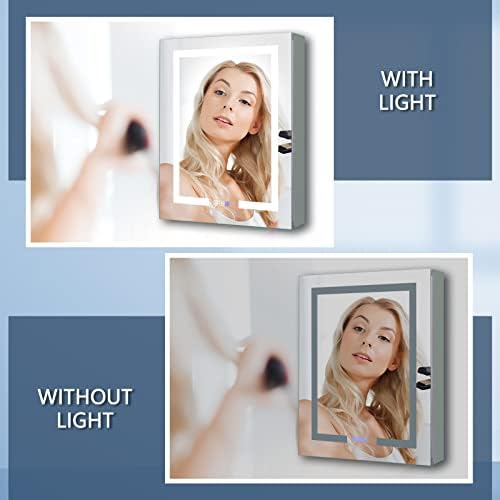 EXBRITE LED LED BAVIENCE MEDICIMENTO DE MEDICIMENTO com espelho, 24 x 30 polegadas, gabinete de remédios para LED de recuperação