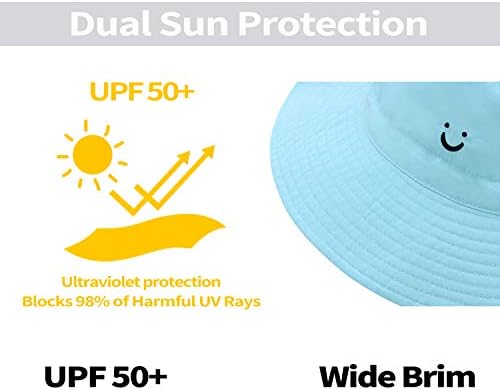 Baby Sun Hat Hat Smile Face UPF 50+ Proteção solar Criança Capinha de verão Ajuste Balde de natação de praia para bebê