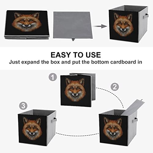 Nudquio Color Retrato A Foxs Head dobring Bins de armazenamento Caixas colapsíveis Cubo de tecido Organizador simples