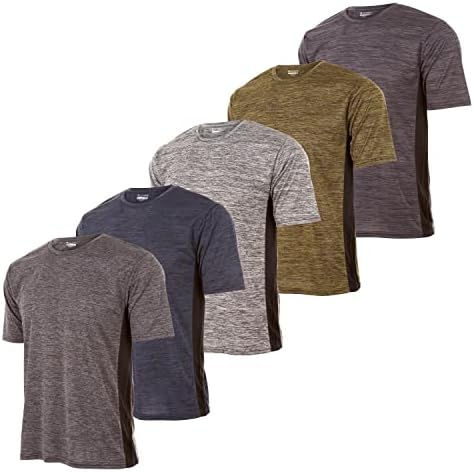 T-shirt ativo para meninos-treino atlético de seca rápida Treinamento de trecho de gola esticada de manga curta 5 pacote de 5 pacote