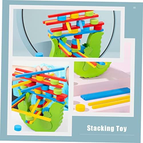 Toyvian 1 conjunto de brinquedos de desenvolvimento de altura da pilha Blocks Game Toy Green Child Module de madeira