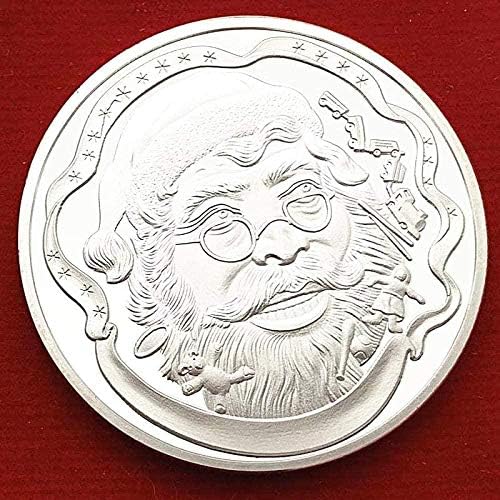 Europeu e americano Papai Noel Sleigh Silver Plated Comemorative Coin Maple Leaf Christmas Snowman Love Coin Medal for Home Room Escritório Decoração