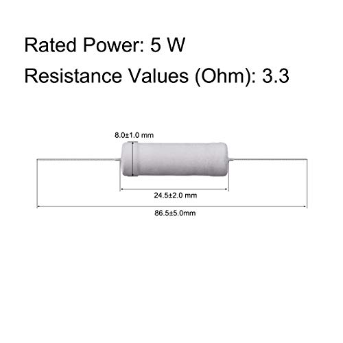 UXCELL 10PCS 3,3 ohm resistor, 5W 5% de resistores de filmes de óxido de metal, líder, prova de chama para projetos e experimentos eletrônicos de bricolage DIY