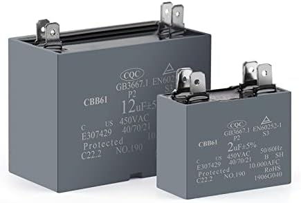 Ahafei 2PCS CBB61 FABO DE AR ​​CONDICIONADOR Capacitor 450V 1.2UF 1.5UF 2UF 2.5UF 3UF 3.5UF 4UF 4.5UF 5UF 6UF 6.5UF 7UF 8UF