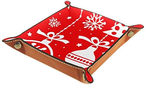 Lyetny Feliz Natal Ornamento Vermelho Ornamento Bandeja Caixa de armazenamento Bandejas de mesa de mesa Caddy Alterar a carteira