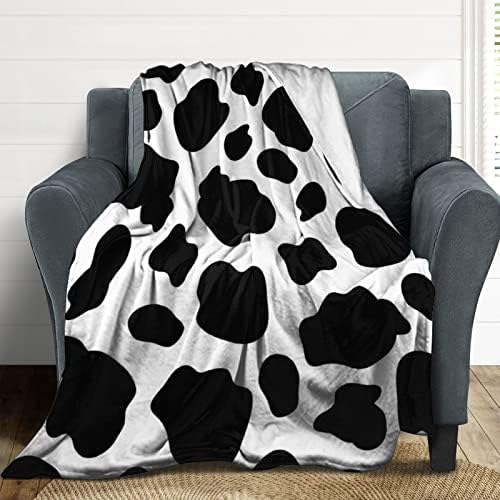 Lã Blanket Cow Print - Ultra Soft and Anti -Pilling - cobertor quente de inverno quente, presente de flanela leve aconchegante para criança criança criança 50 x 40 polegadas