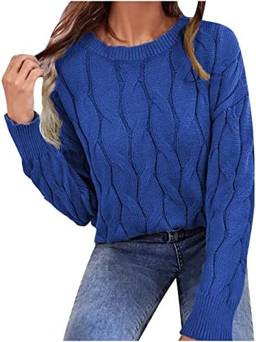 Mulheres de manga comprida Sweater Sweater Fall Fashion Crew Pescoço de cor sólida malha casual malha pullover tops