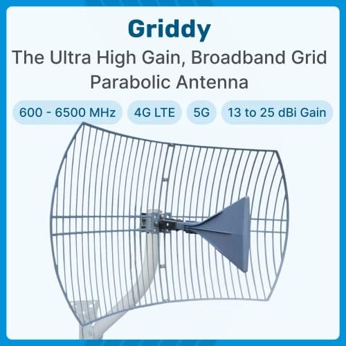 GRIDDY: O kit de antena parabólica 4G LTE, 5G NR e Wi -Fi por forma de onda | Requer linha de visão | Faixa: 40 km