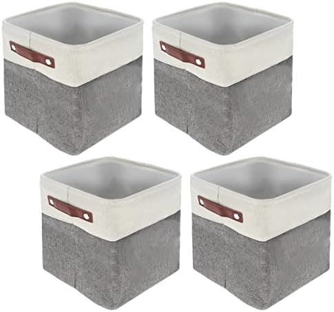 Creekview Home Emporium Fabric Cube Storage Bins 4 Pack - 10 x 10in White/Grey dobrável cubos de armazenamento para organização