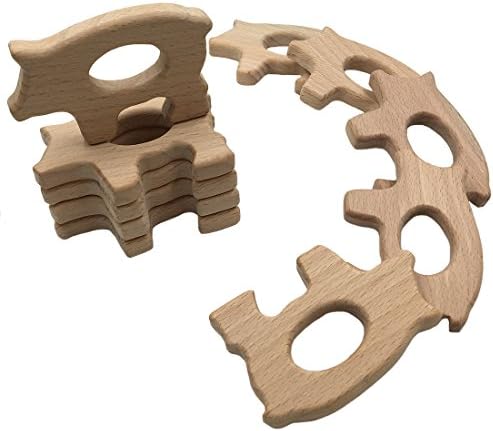 Wendysun 2pcs adorável desenho animado mordome de madeira pura formato de porco de animal de bebê de bebê enfermagem beech morcel