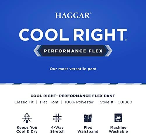 Haggar Men's Cool Right Performance Flex Classic Solid Fit Fronteiro Fronteiro Pant-Reg. e grande e alto