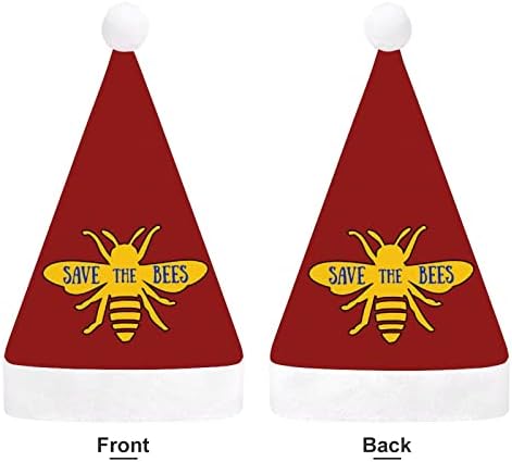 Save The Bees Christmas Hat Hat Hat Papai Noel para adultos unissex Comfort Classic Xmas Cap para o feriado de festa de Natal
