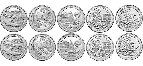 2017 P, D BU National Parks Quarters - 10 moedas não circuladas