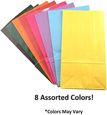 Sacos de papel coloridos de produtos HyGloss - favores de festas, fantoches, artesanato e mais - grandes sacos de papel - 6# tamanho - 6 x 3,5 x 11 polegadas - cores pastel variadas - 28 pacote