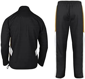 Califh Impex Men's Tracksuit Athletic Sports Casual Full Zipper Gym Runging Sweats Black