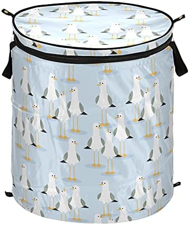 Animais fofos pássaros, cesto de roupa com lavanderia com tampa de cesta de armazenamento dobrável Bolsa de roupas dobráveis